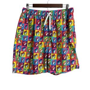 Buc-ees beaver swim trunks men's XL colorful checkered retro brief lined novelty